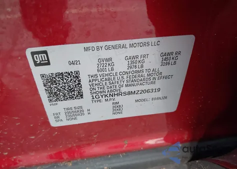 2021 Cadillac Xt5 Awd Sport from USA, damaged, VIN 1GYKNHRS8MZ206319